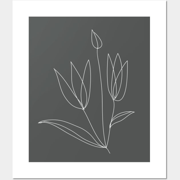 tulip flower bunch line art Wall Art by 4wardlabel